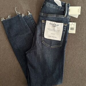 Good American Good Waist Cropped Skinny, Dark Blue Ankle Denim